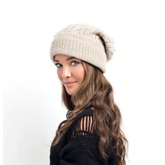 Handmade Nepali "Cobain Slouch" Wool Hat - Gray - Picture 5 of 5